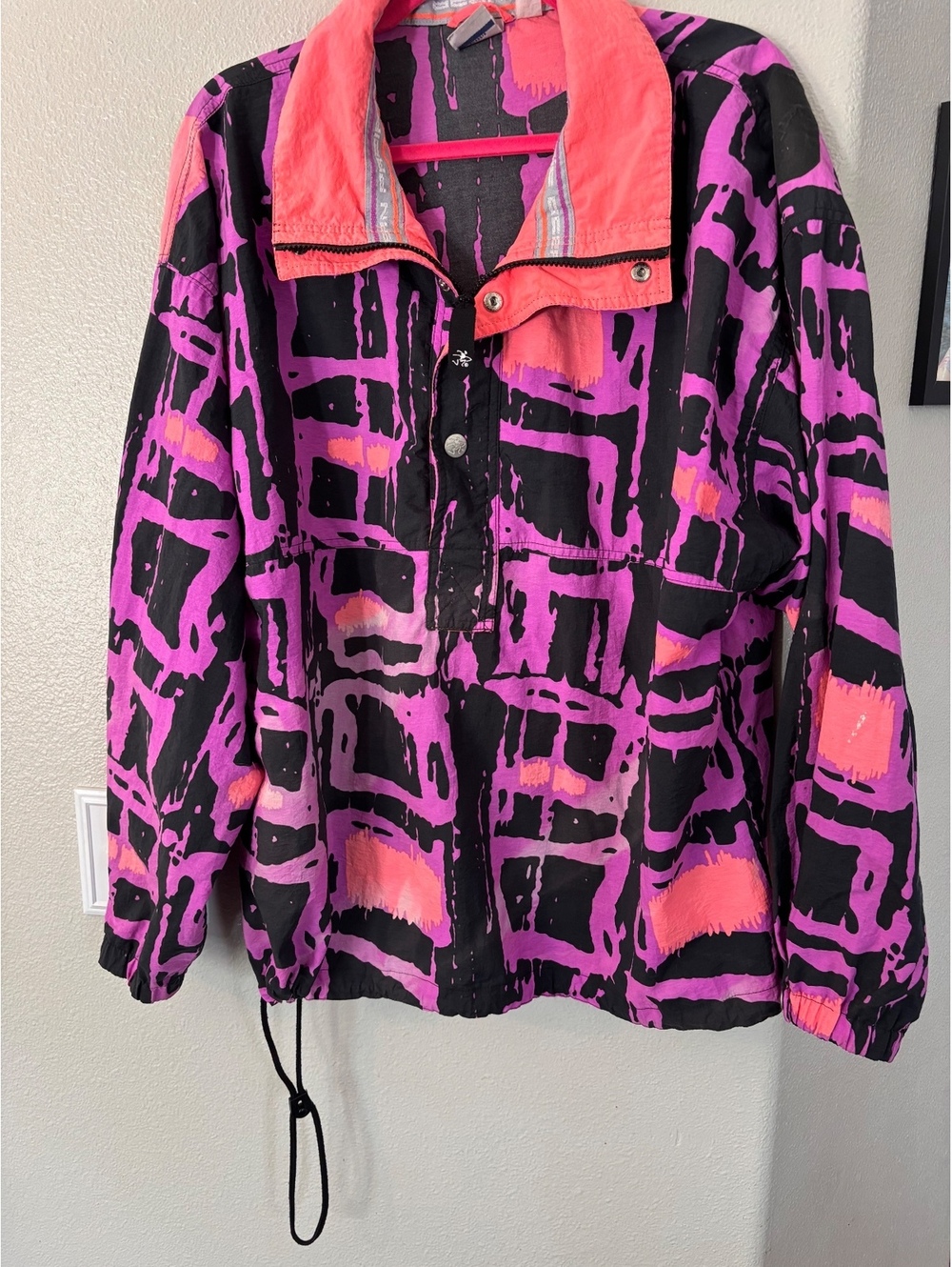 Vintage OP Neon Pink Abstract Windbreaker Size 16/Unisex